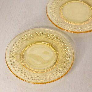 Vintage LE Smith Medium Yellow Glass Hobnail Plates (Set of 2)
